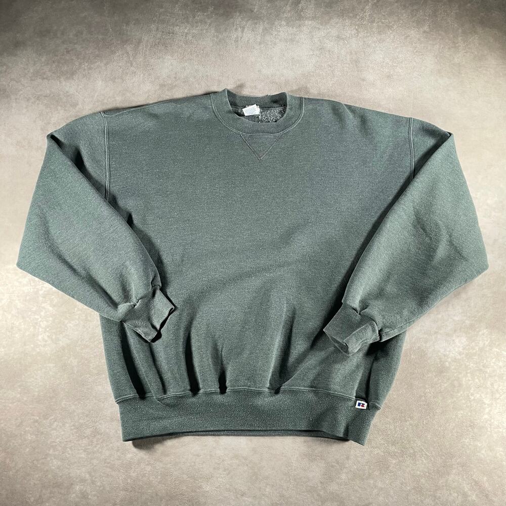 90’s Russell Athletic Grey Logo Patch Black Sweatshirt